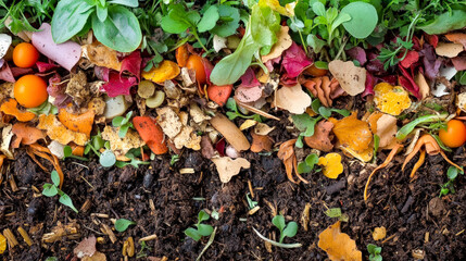 Cross-section view of compost layers showcasing regenerative agriculture practices for sustainable farming