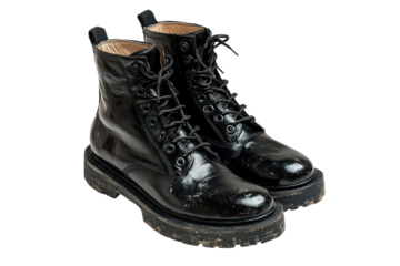 A pair of black boots isolated on transparent background