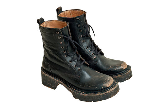 A pair of black boots isolated on transparent background - Powered by Adobe