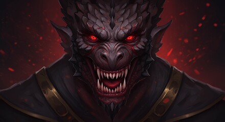 Menacing Demon Creature with Glowing Red Eyes and Sharp Teeth