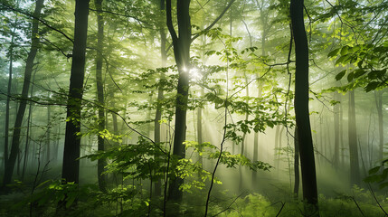 Obraz premium Frühling Morgenstimmung im Wald
