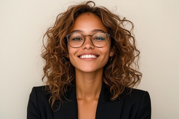 Fototapeta premium An isolated young African American female entrepreneur daydreams about fulfilling her objectives and life's meaning