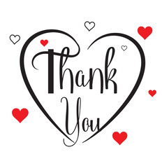 Fototapeta premium Thank you card. Hand drawn lettering. Ink illustration. Vector illustration. Ink hand lettering. Dark brush pen lettering.