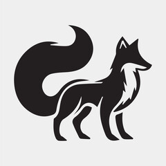 Obraz premium A black and white drawing of a fox with a tail