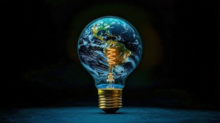 Earth friendly light bulb showcasing green energy solution for a brighter environment, saving plants and preserving the planet with sustainable energy innovations and eco-friendly technologies