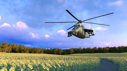 ヘリコプター　3DCGレンダリング