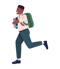 Student Running with Backpack