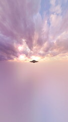 UFOと水平線　3DCGレンダリング