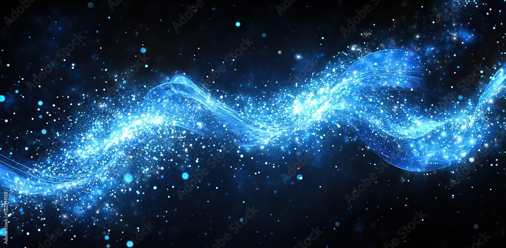 Poster illustration of a 3d neural network with a focus on big data and cybersecurity. displays a flowing d