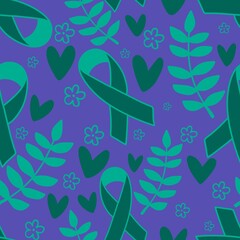 Breast cancer month seamless pink ribbon day mammogram pattern for wrapping paper and medical accessories