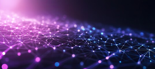 Big data visualization on an abstract background of interwoven dots, presented in 3D