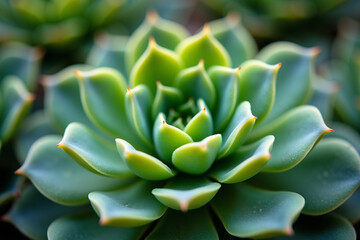 "Close-Up of a Green Succulent in Rosette Pattern Showcasing Nature's Organic Beauty and Smooth Textures"
