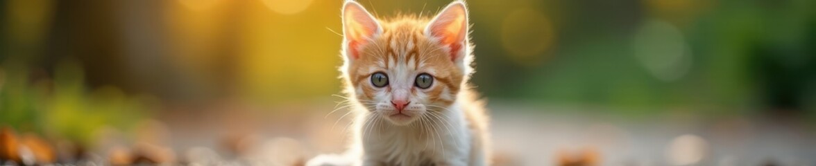 Obraz premium Adorable kitten's face, soft focus background , domestic, feline