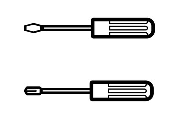 Fototapeta premium Screwdrivers set, Phillips screwdriver and Flat screwdrivers, flat vector icon for apps and websites.