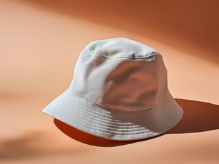 Three-dimensional design of a blank empty bucket hat showcasing your logotype in vibrant colours with a minimal aesthetic for stylish branding solutions