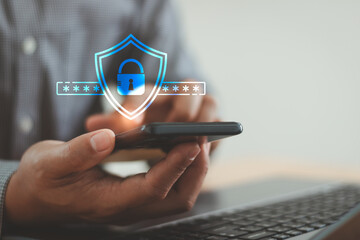 Cyber information security concept. 2FA increases the security of your account, Two step multi factor authentication digital screen displaying a secure code, Privacy protect data and cybersecurity.