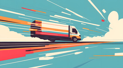 Express Delivery with Speed Lines Flat illustration