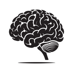 Black Silhouette of Human Brain Vector