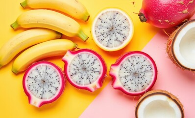 Colorful tropical fruits arrangement