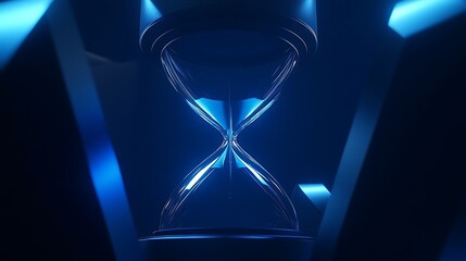 Glowing Blue Hourglass in Abstract Digital Setting