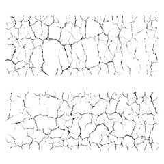 Vector texture set. Crack ground overlay. Abstract grungy one color backgrounds.