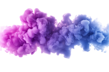 Colorful smoke swirling in shades of purple and blue in an artistic display