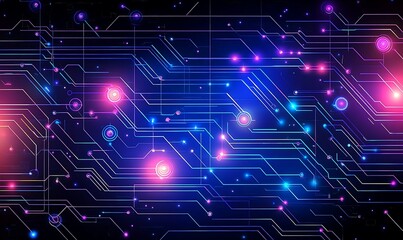 Obraz premium Glowing Circuit Board Abstract Digital Art