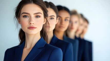 Obraz premium Portrait of Confident Women in Blue Suits, Professionalism and Unity