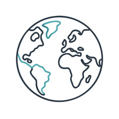 Minimalist Earth globe icons with world map outline.