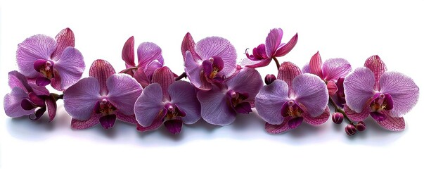 Isolated closeup of a stunning purple tropical orchid flower blossom showcasing its vibrant beauty as a symbol of elegance and grace in nature's plant collection