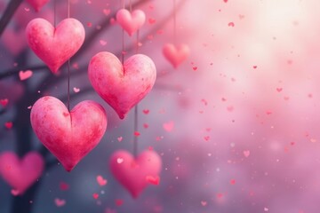 Blurred watercolor hearts, delicate pink shade, abstractwatercolor, feminine