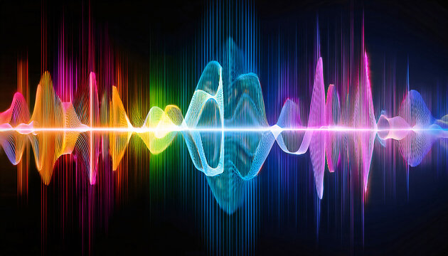 Vibrant Sound Waves: A captivating image depicting colorful sound waves, symbolizing the essence of music, energy, and dynamic patterns.