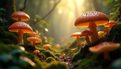 Enchanted Forest: A Mystical Grove of Luminous Mushrooms
