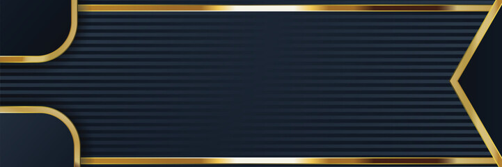 Fototapeta premium Dark navy blue gold stripes elegant design background