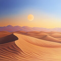 Naklejka premium Professional Landscape Photo of Sunset Over Sand Dunes in the Desert