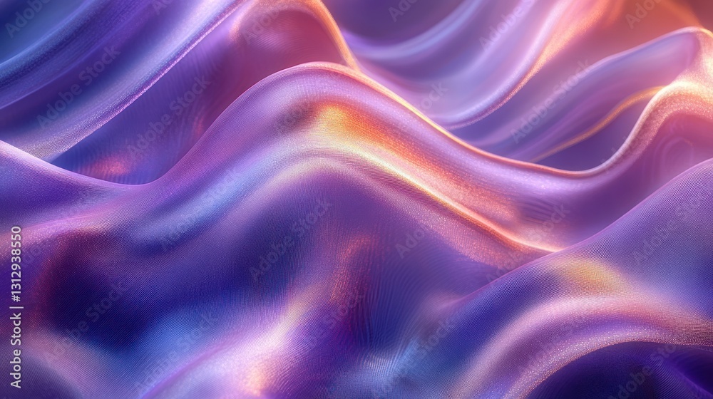 Wall mural iridescent fabric waves digitally rendered abstract background
