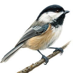 Obraz premium Detailed Illustration of a Black-capped Chickadee