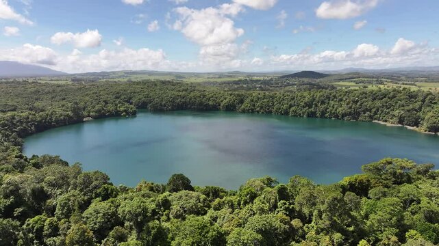 Aerial footage of Lake Eacham Queensland Australia