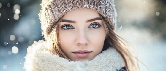 Professional woman winter photo in urban setting - Outdoor fashion portrait of a young model wearing stylish winter clothing