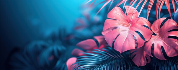 Seamless tropical neon pattern wallpaper featuring a repeating plant texture perfect for vibrant backgrounds and stylish textile designs.