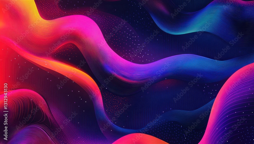 Poster Abstract Waves of Colorful Light in Motion with Swirling Patterns and Smooth Textures Creating a Dynamic Visual Experience for Modern Design