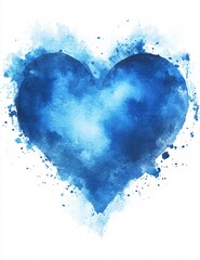 Professional Blue and White Heart Watercolor Template Border Image