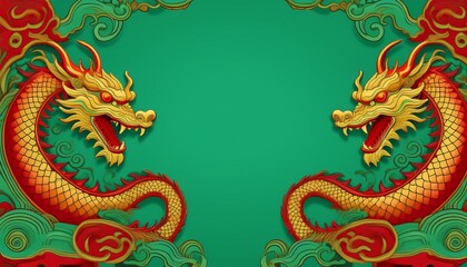 Obraz premium creative beautiful border frame of ancient chinese dragon pattern background with copy space