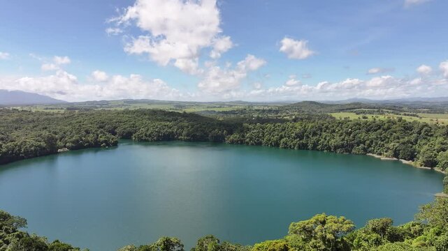 Aerial footage of Lake Eacham Queensland Australia