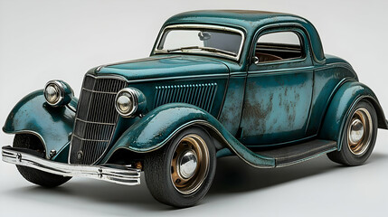 Vintage Teal Rusty 1930s Coupe Model Car