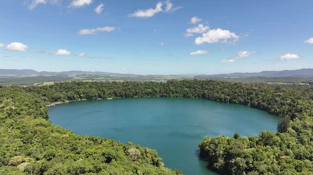 Aerial footage of Lake Eacham Queensland Australia