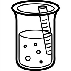  Line Art Beaker with Liquid - Vector Illustration, Clipart & Cartoon Design,  Minimalist line art of a beaker with liquid, perfect for science-themed vector illustrations and clipart.







