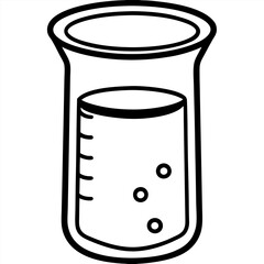  Line Art Beaker with Liquid - Vector Illustration, Clipart & Cartoon Design,  Minimalist line art of a beaker with liquid, perfect for science-themed vector illustrations and clipart.








