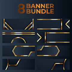 Naklejka premium Eight Gold-Accented Dark Blue Banners