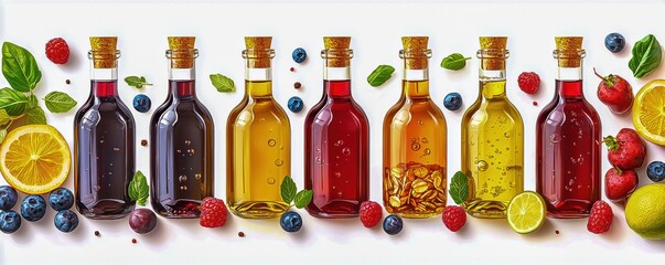 Flavoured balsamic vinegar set collection featuring vinaigrette and cereal drink bottles showcasing the perfect balance of acid for culinary delights